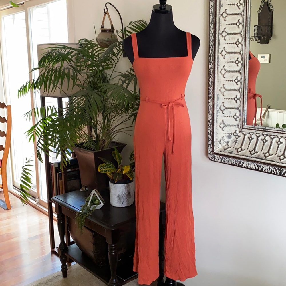 LAST DAY ON POSH 8/15/26 Square Neck Wide Leg Jumpsuit Ribbed
